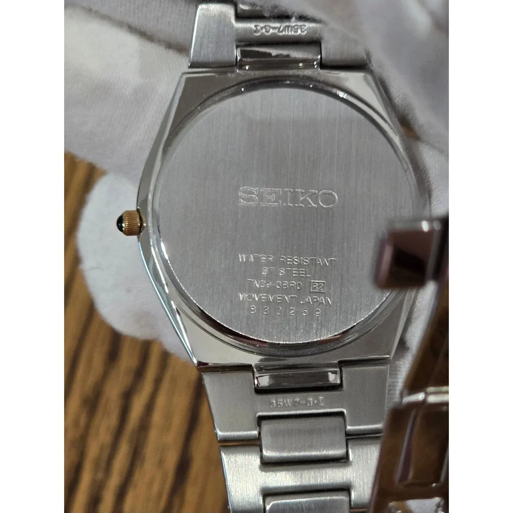 Seiko Women's Two Tone Watch Black Dial Crystal Bezel Date Stainless Steel‎ NWOT